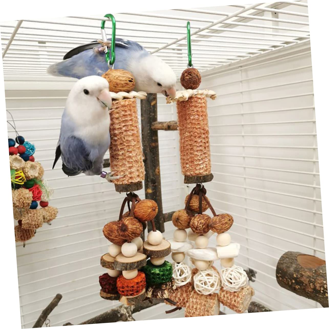 minkissy Lot De 4 Jouets pour Perruches Domestiques Cage Jouet pour Calopsittes Résistant Aux Morsures Accessoire pour Oiseaux Molaire pour Perroquet Amusant pour Perruches