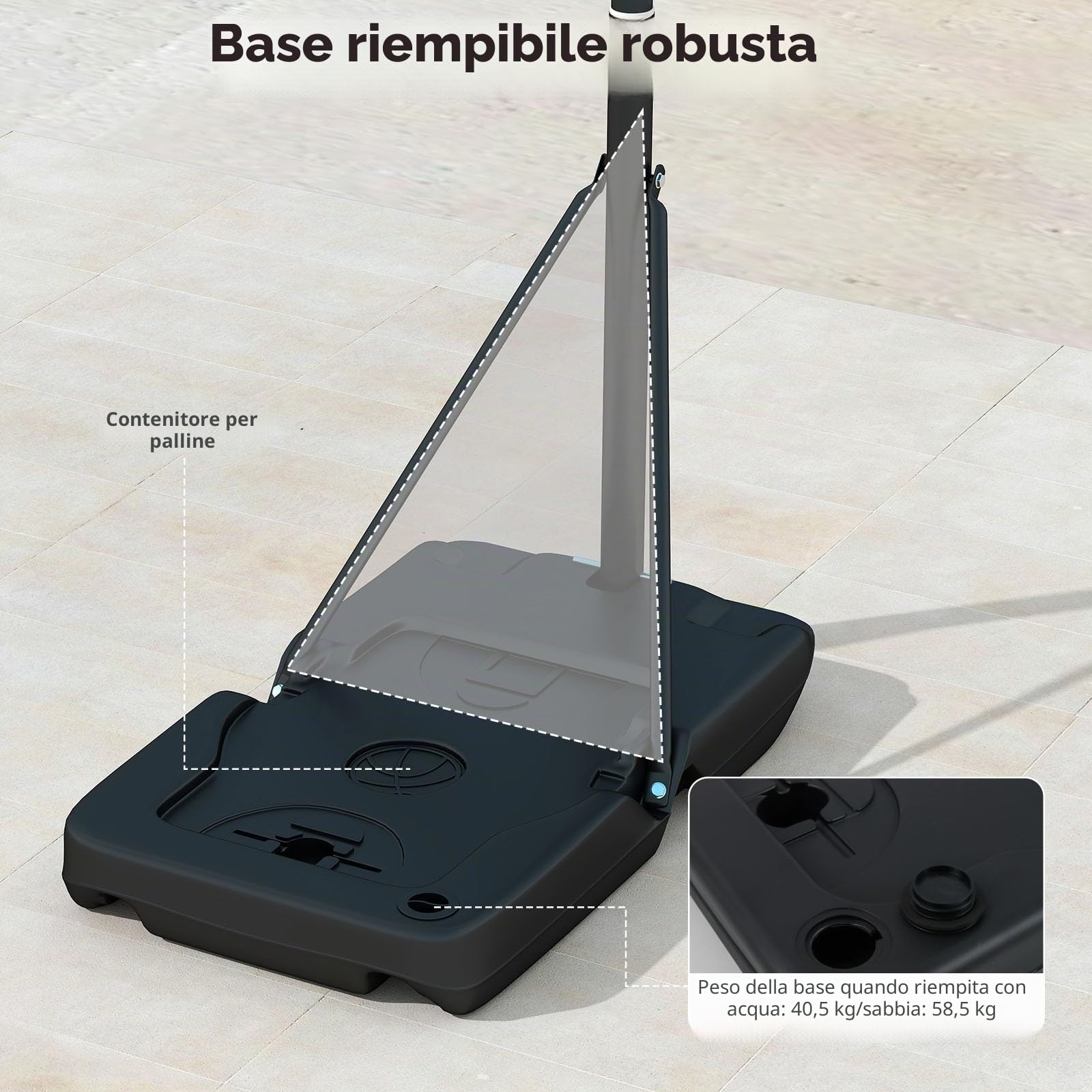 LIFEZEAL Canestro da basket per esterni, supporto da basket con altezza regolabile di 100-305 cm, impianto di basket mobile con parete posteriore di 110 x 75 cm, per bambini e adulti
