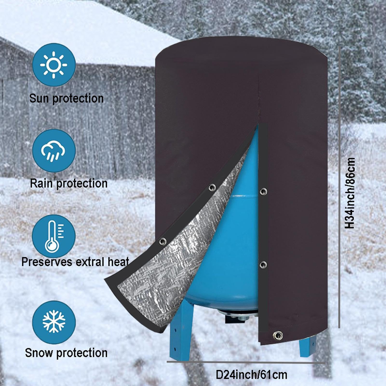 Para Tanque De Pozo 600D Tela Oxford Resistente A La Intemperie | Cubierta con Aislamiento 5 Capas para Tanque Acuático Tejido Oxford 600D Resistente Impermeable Exterior Patio Césped