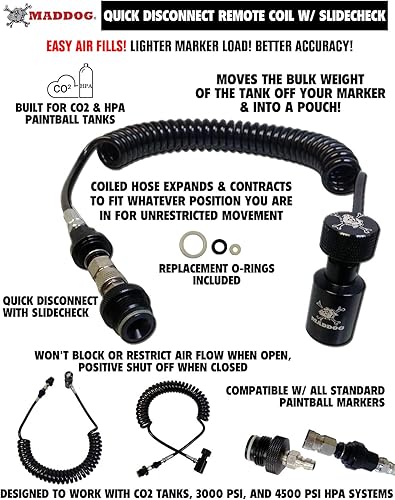 Miniatura 7 de Maddog Bobina remota de tanque de paintball resistente - CO2aire de alta presión (HPA) aire comprimido
