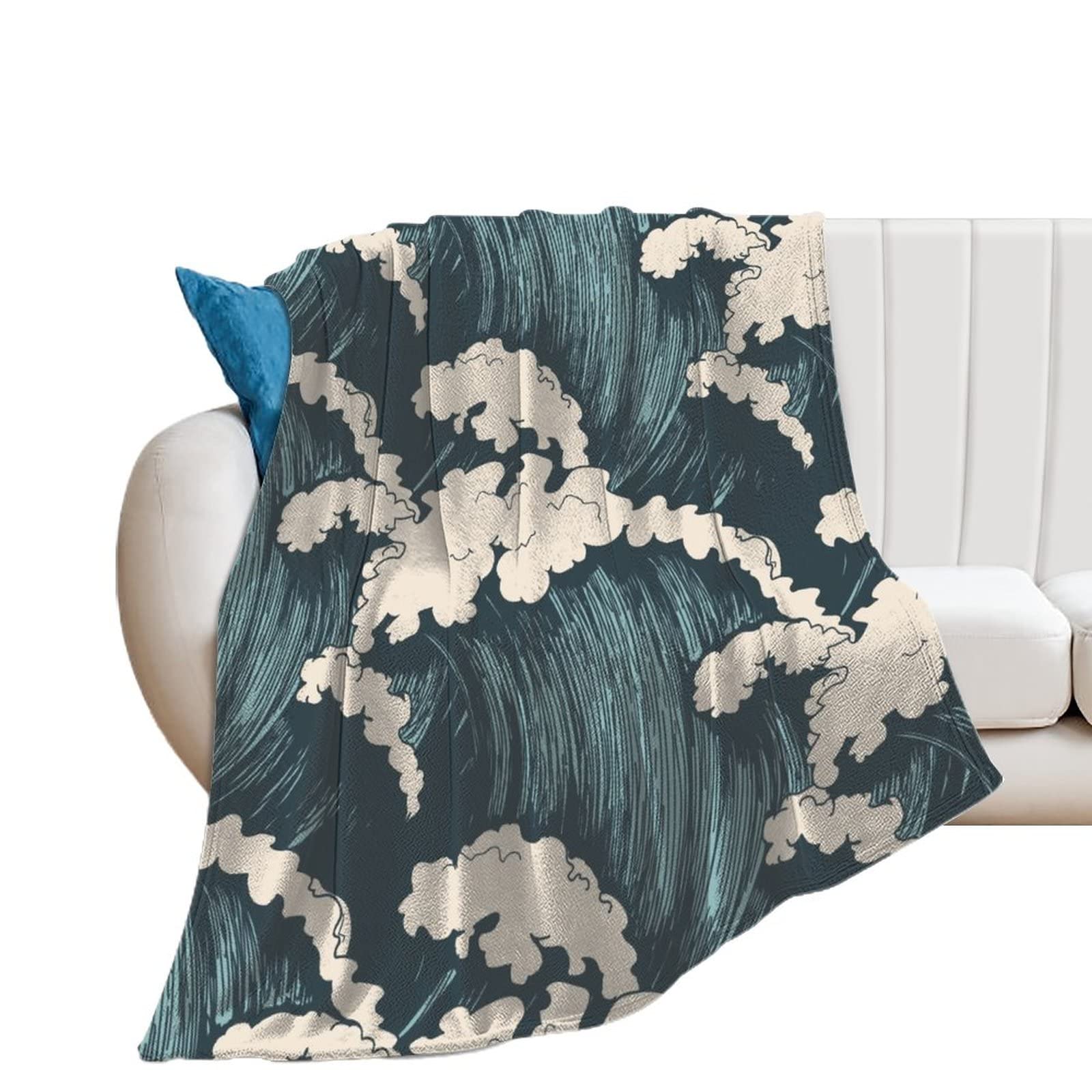 Couverture polaire vague douce et plaid flanelle chaude pour canapé 100x130