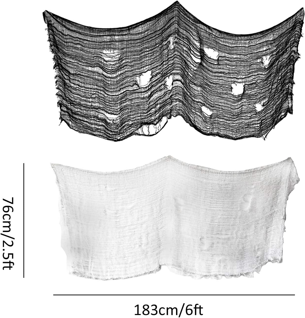 Purple Star 5 Packs Halloween Creepy Cloth,Scary Spooky Cloth Creepy Gauze-30 x 72inch Freaky Loose Weave Creepy Cloth Fabric Scary Spooky for Halloween Party Decoration (3 Black + 2 White) - Image 3