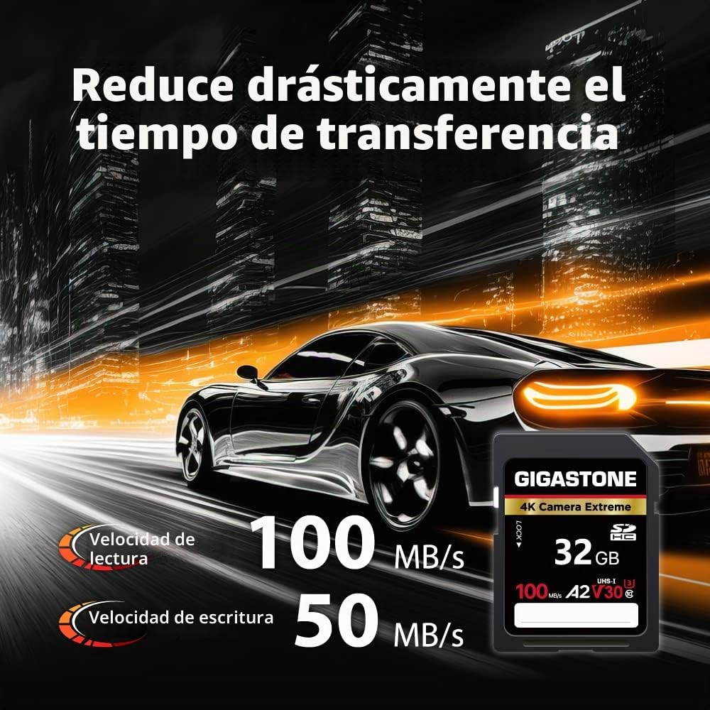 【5 Años Recuperación de Datos Gratis】 GIGASTONE Tarjetas SD 32GB Paquete de 2 Tarjetas, A2 V30 4K U3 UHS-I Clase 10 cámara Extrema, hasta 100MB/s.Compatible con Canon Sony, con 1 Mini Estuche