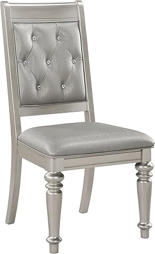 Miniatura 4 de Coaster Home Furnishings - Bling Game - Madera maciza - Juego de 2 sillas auxiliares de comedor con botones con botones de cristal, patas delanteras