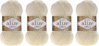 4 Balls Hand Knitting Yarn 100% Microfiber Acrylic Yarn Alize Diva Silk Effect Thread Crochet Art Lace Craft Lot of 4 skeins 400gr 1532yds (1)