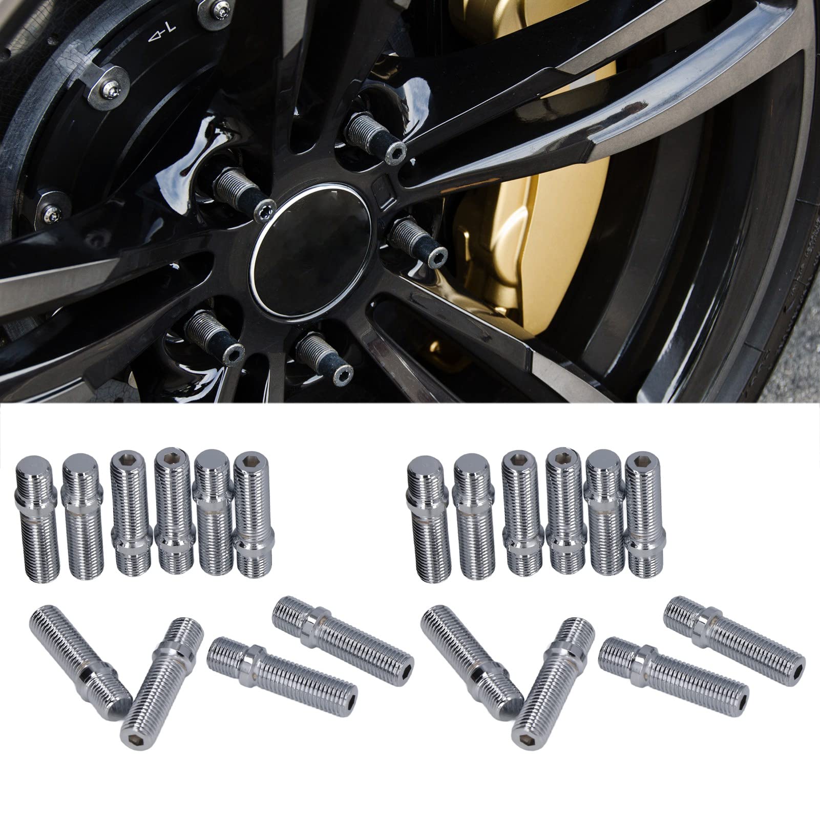 Lot De 20 Goujons De Roue Automobile 50 Mm De Longueur 33 Mm De Tige De Remplacement De L'adaptateur De Vis De Roue Pour – (M12 X 1,5 à