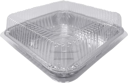 Miniatura 8 de Paquete de 300 moldes cuadrados para hornear pasteles de 8 x 8 pulgadas con tapas de cúpula de plástico, latas desechables de papel de aluminio de