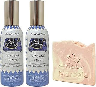 Bath & Body Works Vintage Vinyl 2 Pack Room Spray Bundle with a Himalayan Salts Springs Sample Soap