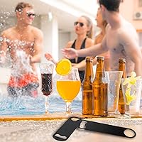 Vista 4 de 30 abridores de botellas planos de 7 pulgadas, de acero inoxidable, negro, abridor de botellas de cerveza, hoja de barra resistente, abrebotellas