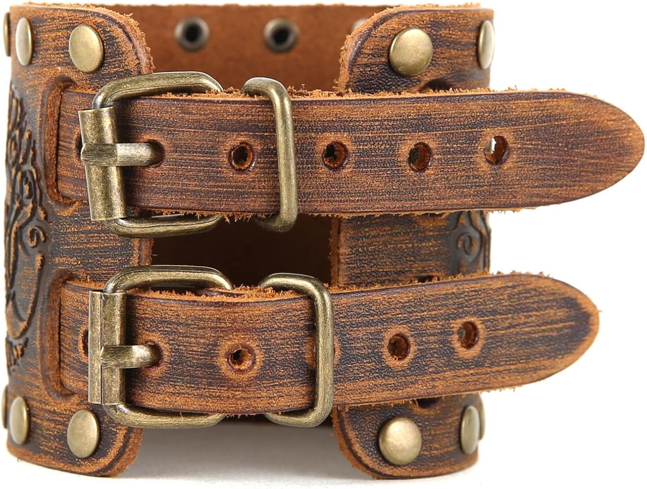 STWTR Men's Wide Cuff Wristband Punk Rock Motorbike Wide Belt