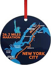 NYC 26.2 Mile Run Ornament - New York City & Skyline Runner Gift Christmas Tree Decoration (Map)
