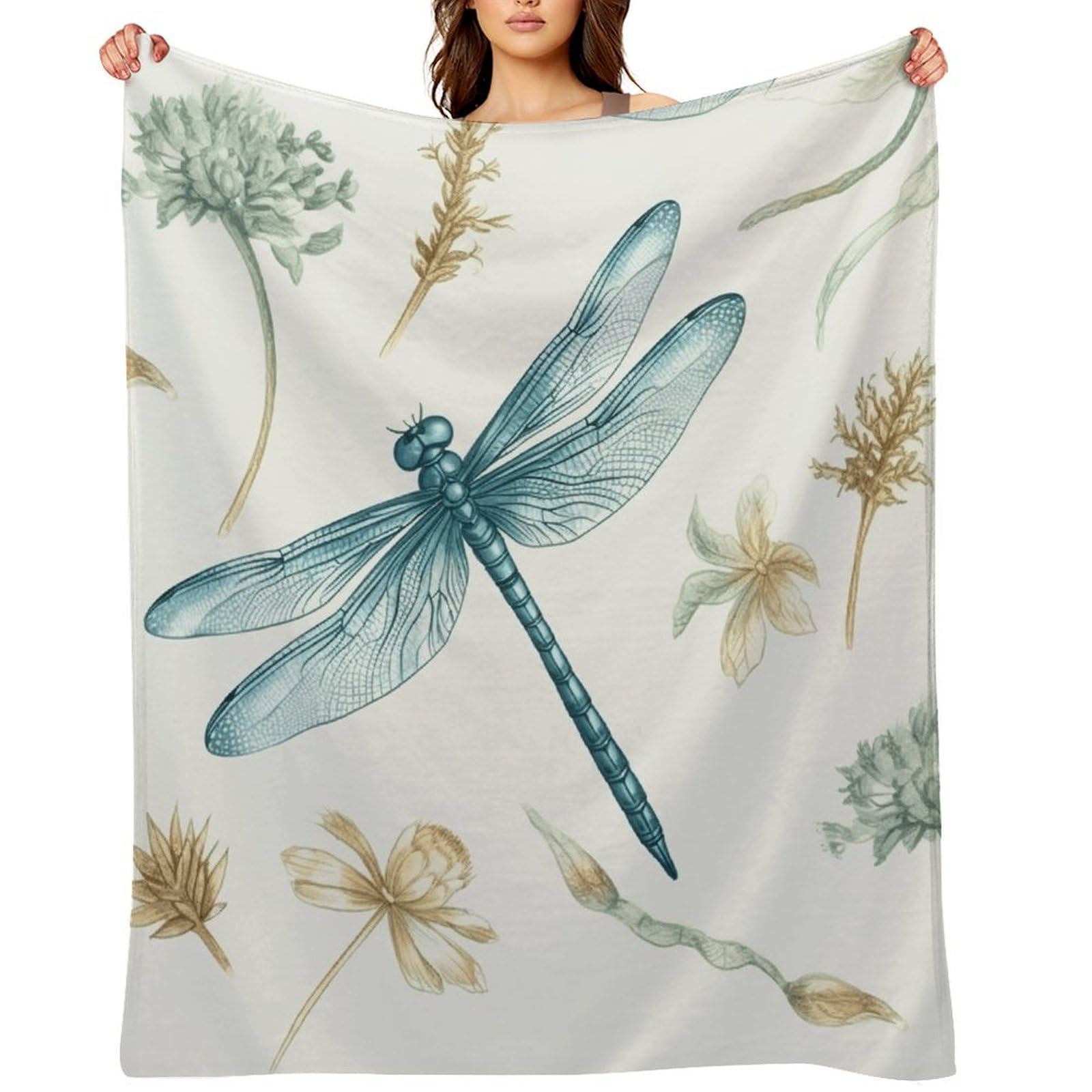 Dragonfly Throw Blanket for Couch and Bed Super Soft Warm Lightweight Throw Blankets Cozy Fuzzy Flannel Blanket Personalized Decorative Blankets for Sofa Decor 60"x80"