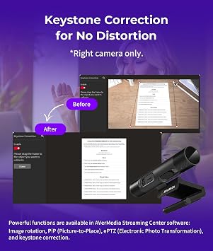 AVerMedia PW313D DualCam 2K Document Camera and Webcam for PC/Mac/Laptop, Autofocus, AI Noise Reduction, Online Teaching, Works with Zoom/Teams/Google Meet, Includes Tripod, TAA/NDAA Compliant