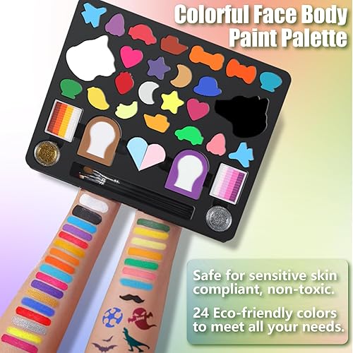 Miniatura 3 de AMIIR Kit de pintura facial de maquillaje de Halloween, aspecto SFX, disfraz de cosplay, fiesta de cumpleaños, dibujo divertido con accesorios (24