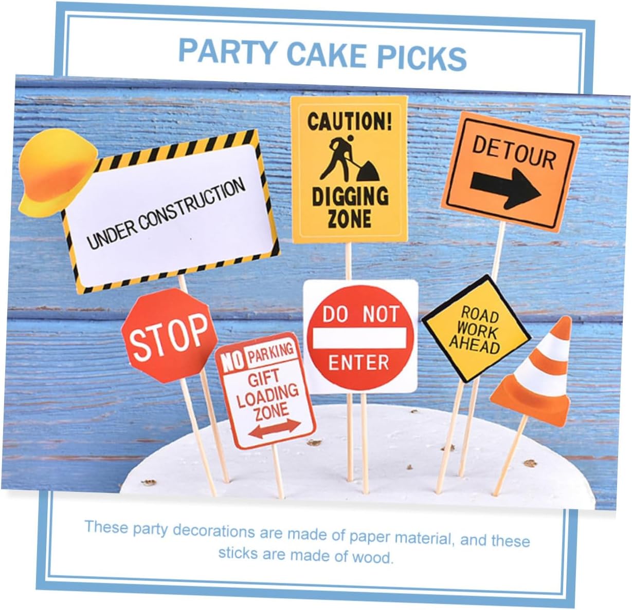 150pcs Construction Vehicle and Road Sign Cake Picks Set for Birthday Party, Non-edible Cupcake Toppers with 7pcs Truck and 8pcs Road Barrier Decorations
