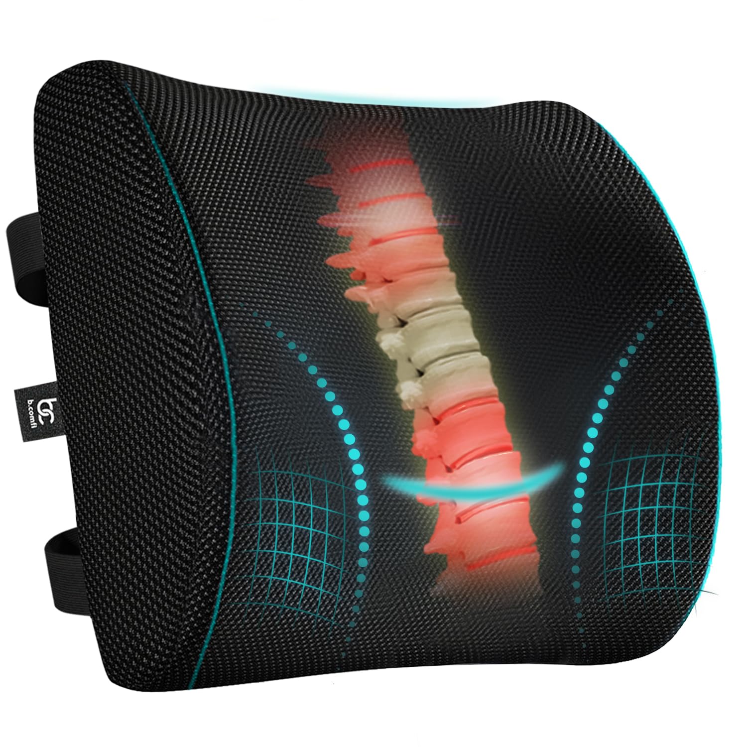 Lumbar Support Cushion with 2 x Covers - Back Support for Office Chair - Car Seat Cushion – Ergonomic Memory Foam Chair Support for Back Pain Relief and Posture - Adjustable Straps