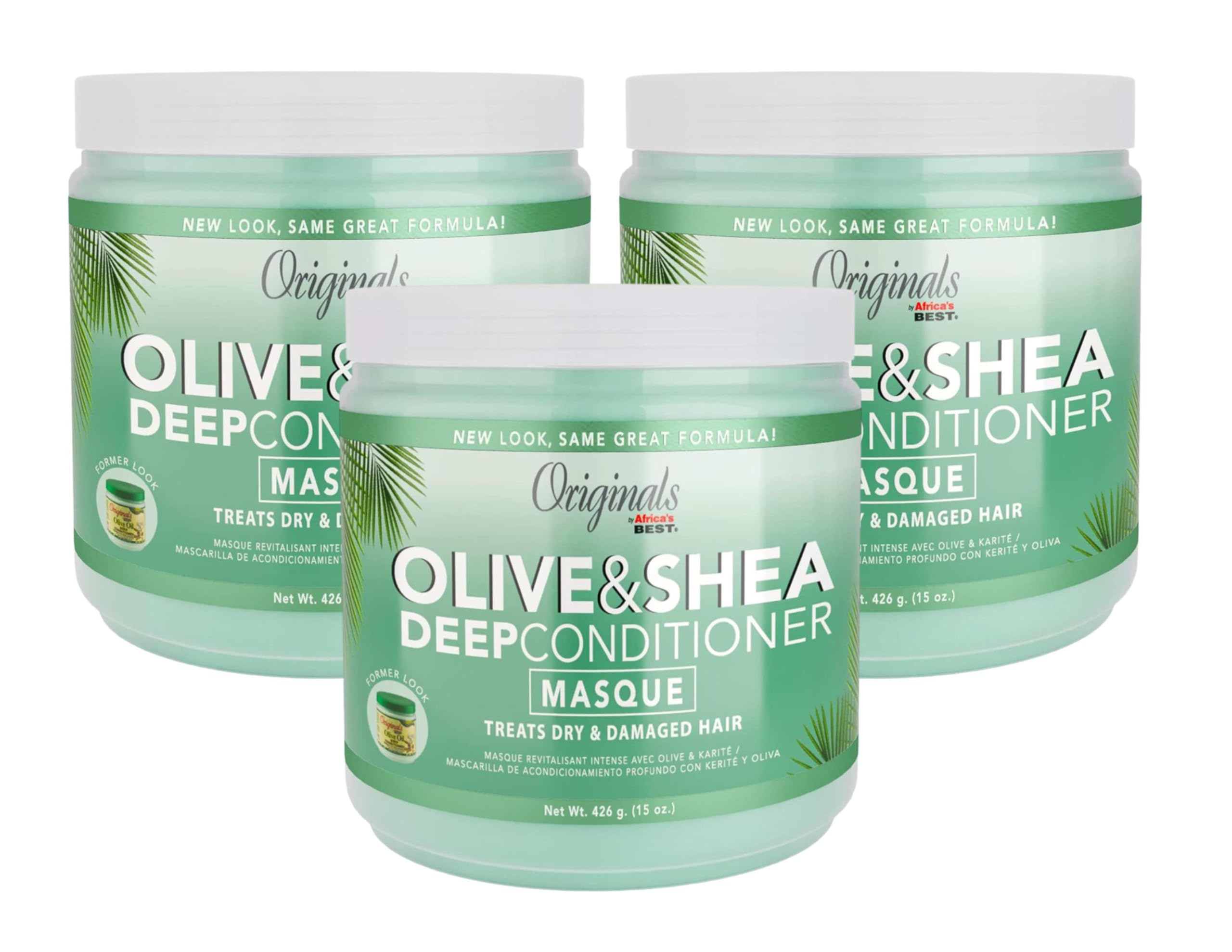 Africas Best Conditioner Originals Olive Oil Deep 15 Ounce Jar (443ml) (3 Pack)