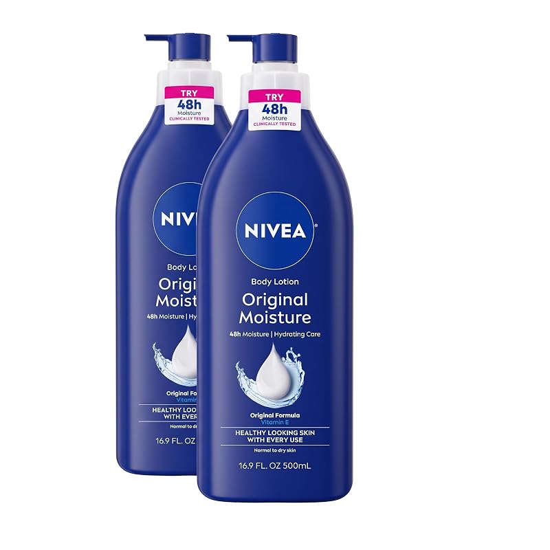 Loção Corporal NIVEA Original Moisture com Vitamina E, para Pele Normal a Seca, Frasco com Bomba, Pacote com 2