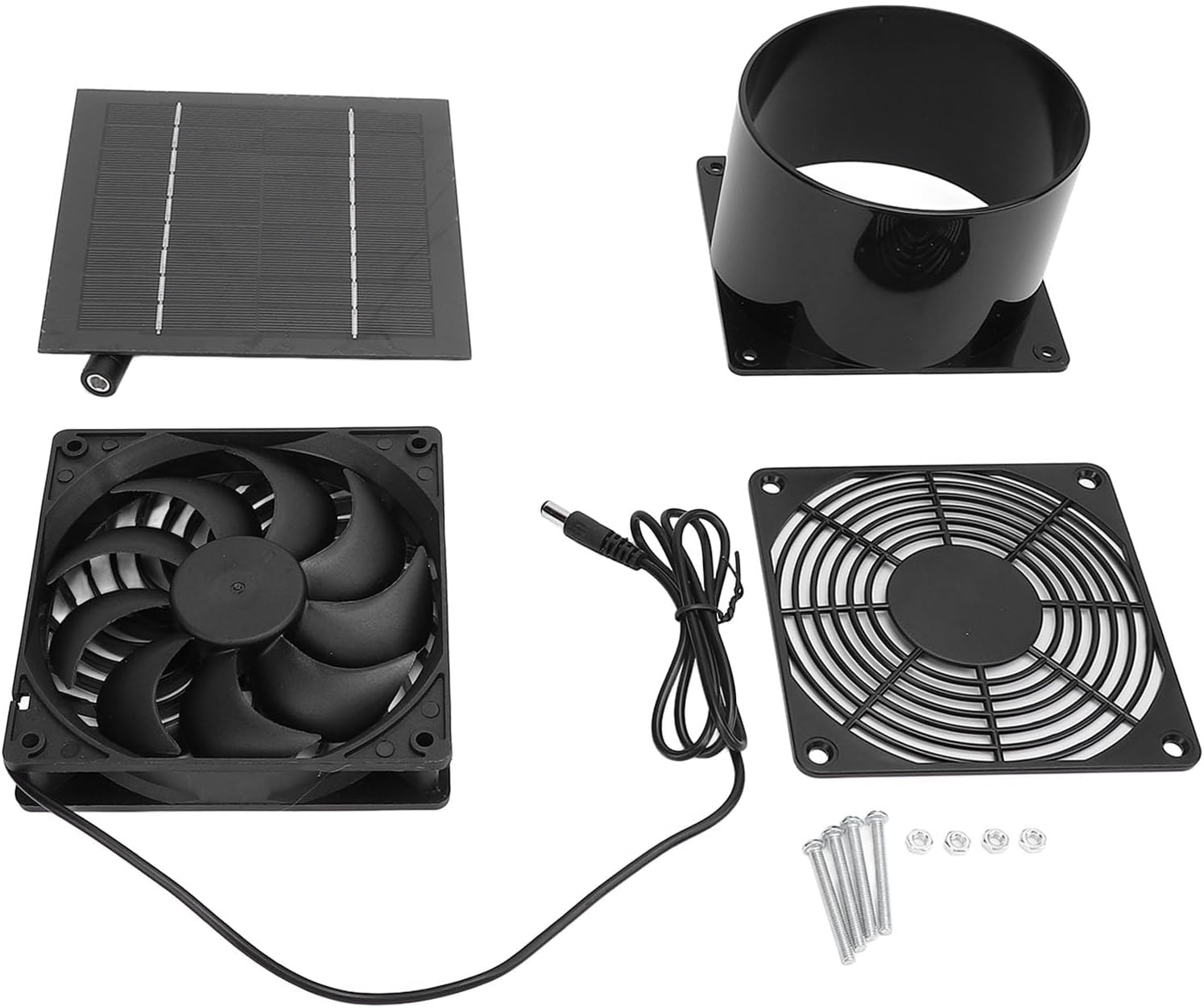 Solar Powered Flange Exhaust Fan, 5W Solar Panel Ventilation Fan Kit, IP65 Water Duct Fan for Greenhouse Chicken Coop Shed with 5V Solar Panel