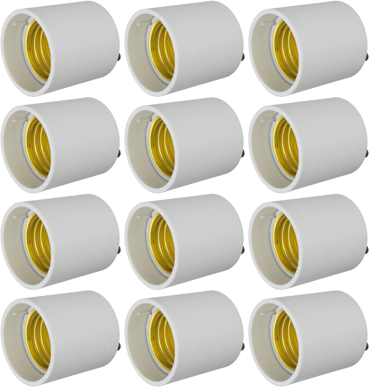 Sunlite GU24 Socket to Medium Base Adapter, Converts GU24 Fixtures to Use Medium Base (E26) Bulbs, Low Profile Design, Easy to Install, White Finish, 12-Pack