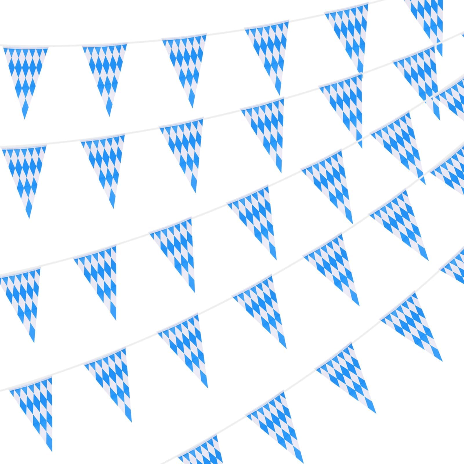 330 Feet Oktoberfest Pennant Banner Bavarian Bunting Flags, Oktoberfest Decorations Party Supplies, German Party, October Festival Decorations (Blue and White)