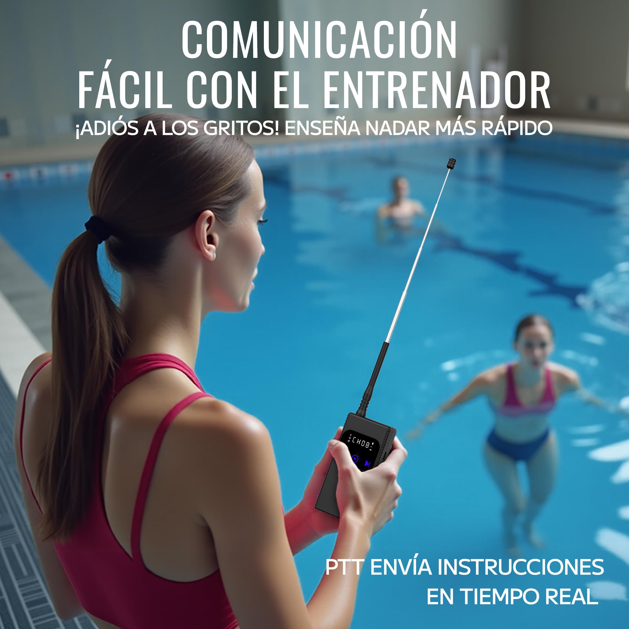 Tayogo Auriculares Natacion - Transmisor inalámbrico, Ideal para Spotify y Audible | Dispositivo de Comunicación para Entrenadores de Natación | Auriculares Conduccion Osea