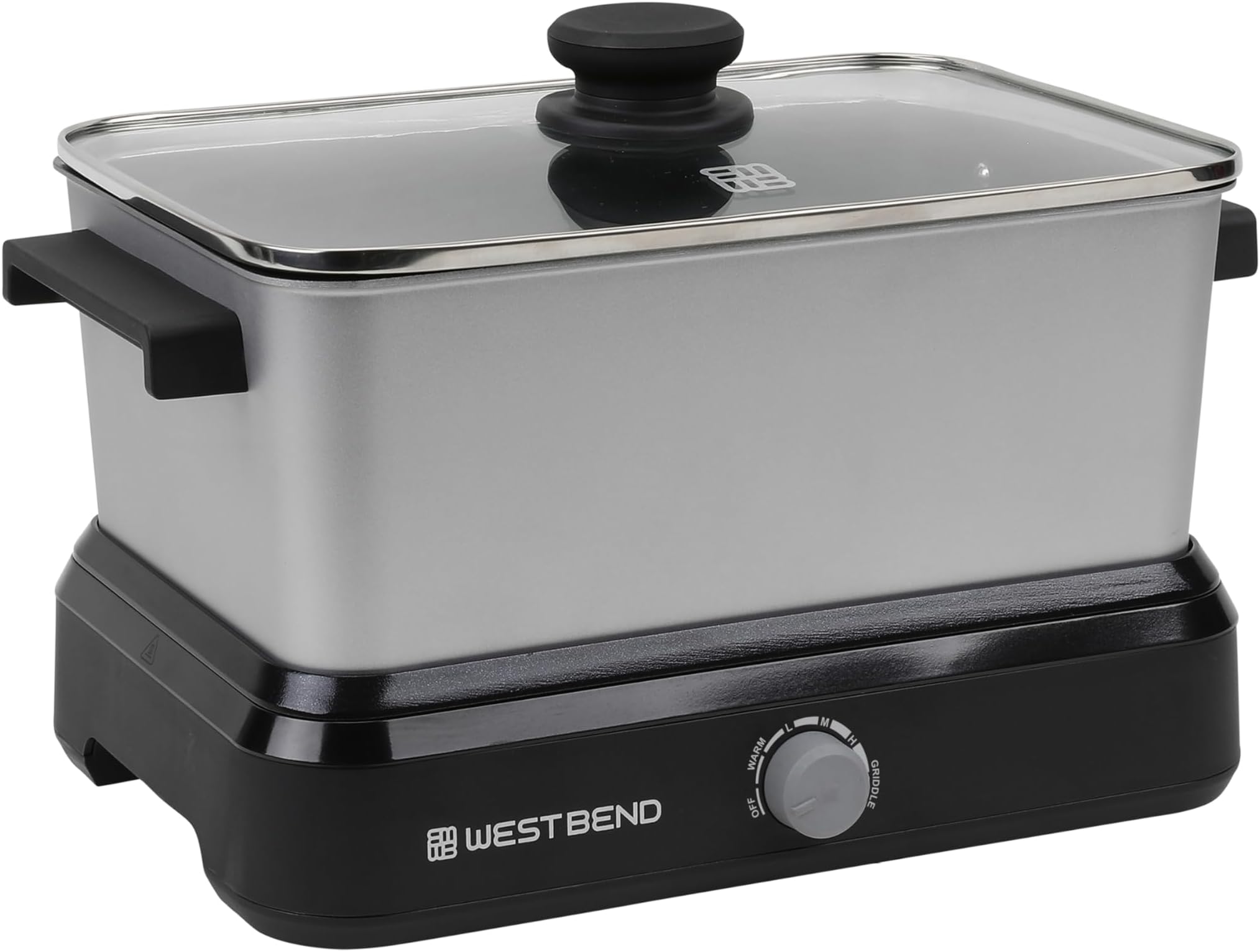 WEST BEND87906 Slow Cooker Large Capacity Non-stick Variable Temperature Control Includes Travel Lid and Thermal Carrying Case, 6-Quart, Silver
