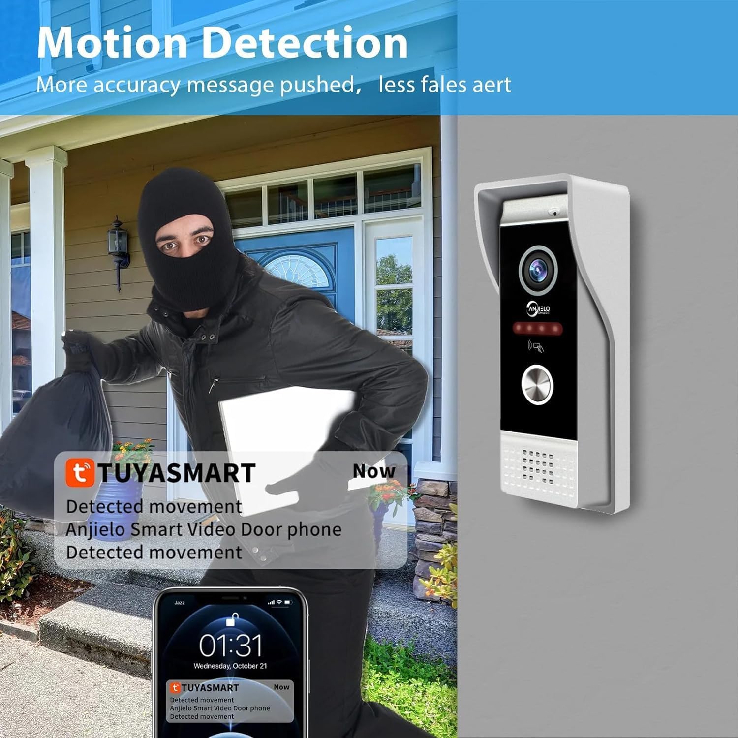 Video Apartment Doorbell Intercom,Doorbell Camera,1080P HD Touch Screen Monitor(Black),TUYA WiFi Ring Doorbell Wired,Night Vision,Motion Detection,Two Way Audio,Unlock (1 Bell+3 black Monitor)