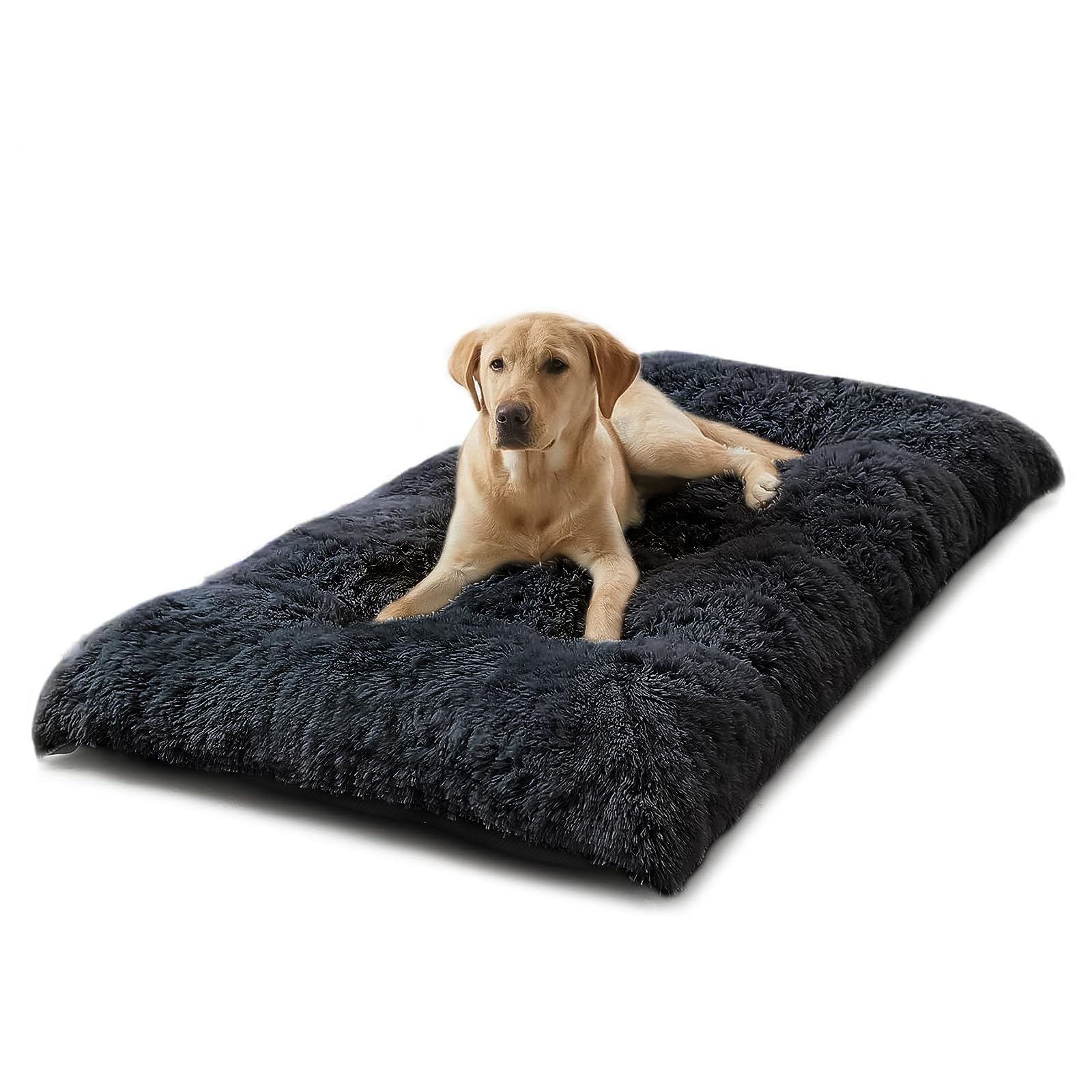 DIMUT Large Dog Beds for Dogs,Plush Soft Pet Beds,Washable Anti-Slip Kennel Crate Mat for Large, Jumbo, Medium, Small Dogs Mats for Sleeping Pet Bed, Non-Slip Dog Bed (X-Large, Black)