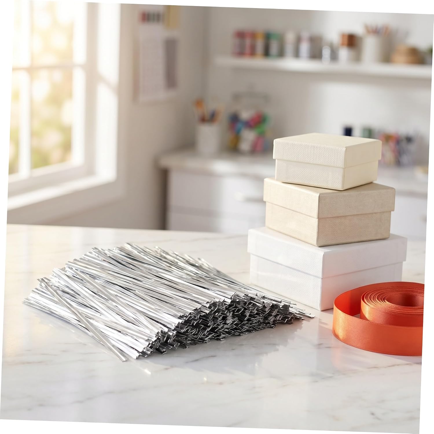 Uonlytech 1600pcs Metallic Twist Ties 10cm Silver Multipurpose Wire Ties for Coffee Bags, Party Wrapping, DIY Crafting, Cake and Packaging