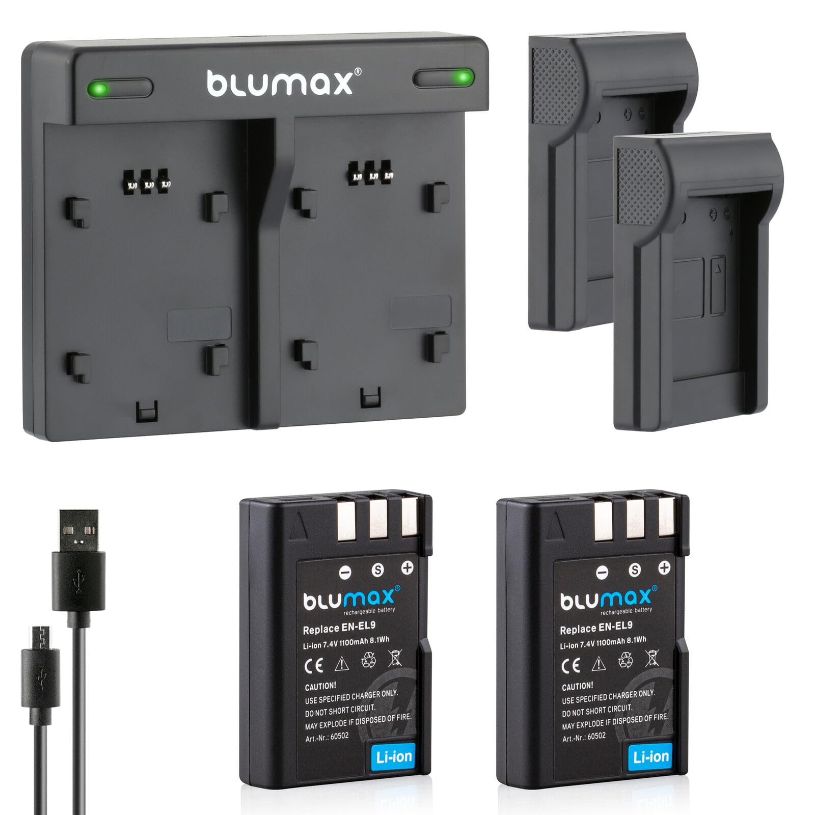 Batterie Nikon EN-EL9 Blumax Set Mit Lader Für Nikon EN-EL9 DSLR D60,D5000 1100mAh Kamera Akku S0w7s011 Batterie Lithium 1100mah Compatible