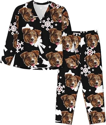Custom Short Pajamas Set, Personalized Pajamas Pjs Men/Women Loungewear Set, Photo Sleepwear Pjs Long Sleeve