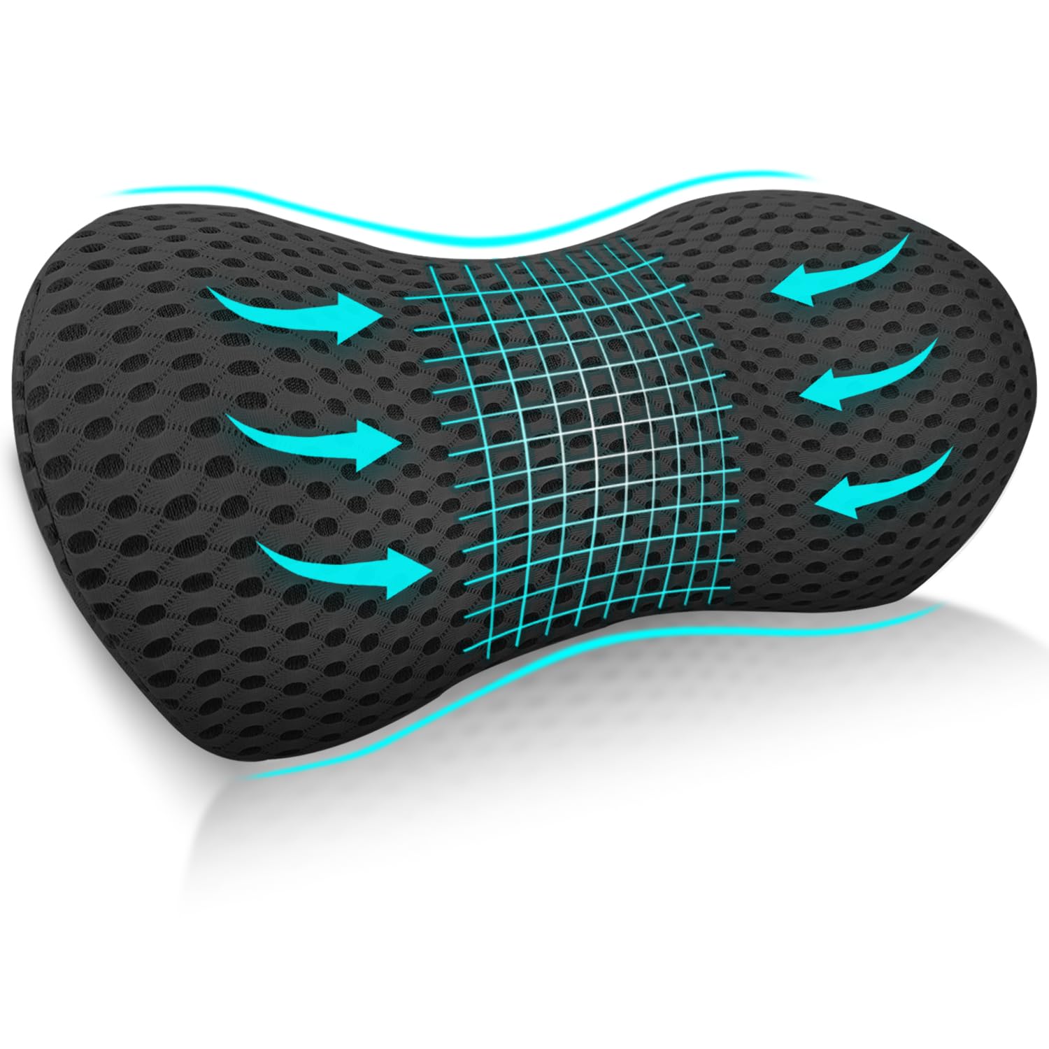 Cnwinu Lumbar Support Cushion,Memory Foam Back Support Cushion,Ergonomic Lower Back Supports Cushions,Suitable for Offices,Car Seats,and Back Supports Pillows During Sleep (Black)