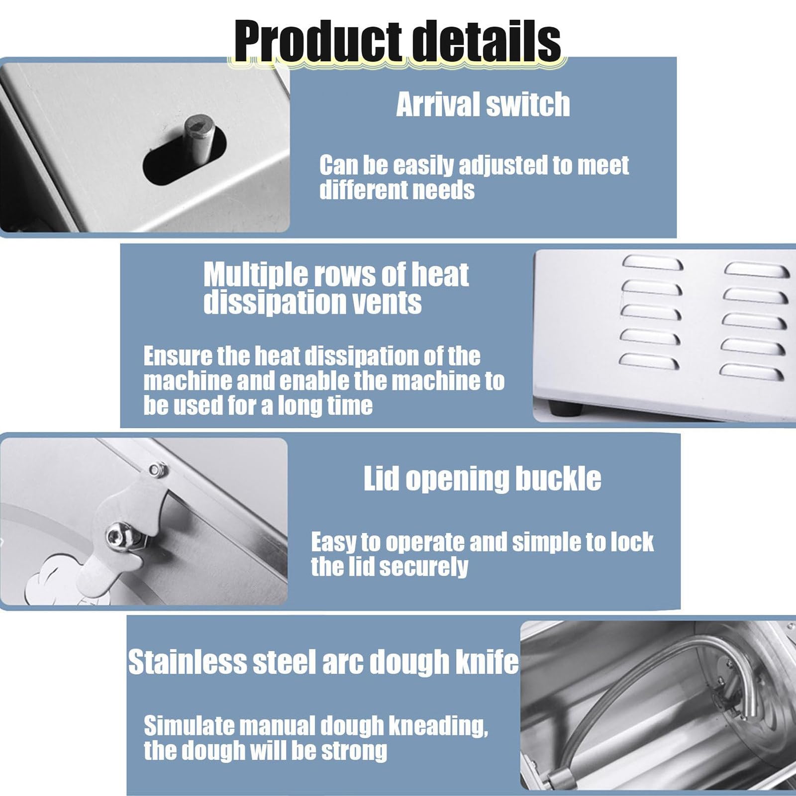 Amasadora doméstica estándar, amasadora de sobremesa, Potente batidora de Mano de 1,5 kW para Cocina, Ideal para Preparar Pasta, Pizza, Dumplings, Fideos, rollitos y palitos de Masa ho,