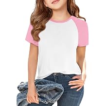 Imily Bela Kids Girls T Shirts Casual Raglan Short Sleeve Crewneck Color Block Summer Tees 5-14 Years