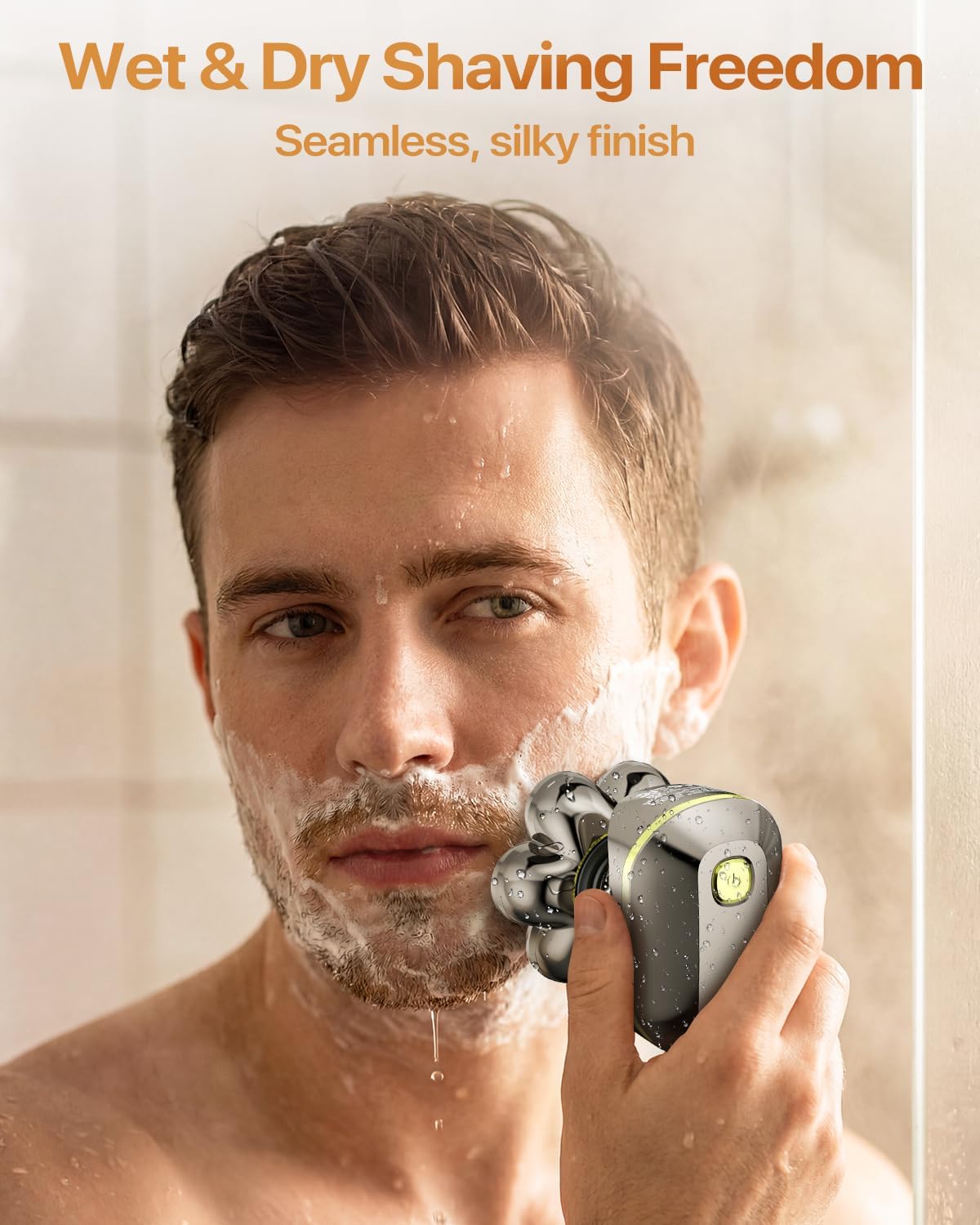 7D Head Shavers for Bald Men, Smooth Electric Razor for Head & Face, IPX7 Waterproof Wet/Dry Head Shaver, 5-in-1 Grooming Kit for Home & Travel, 120 Min, Gifts for Father's Day-Gunmetal Gold