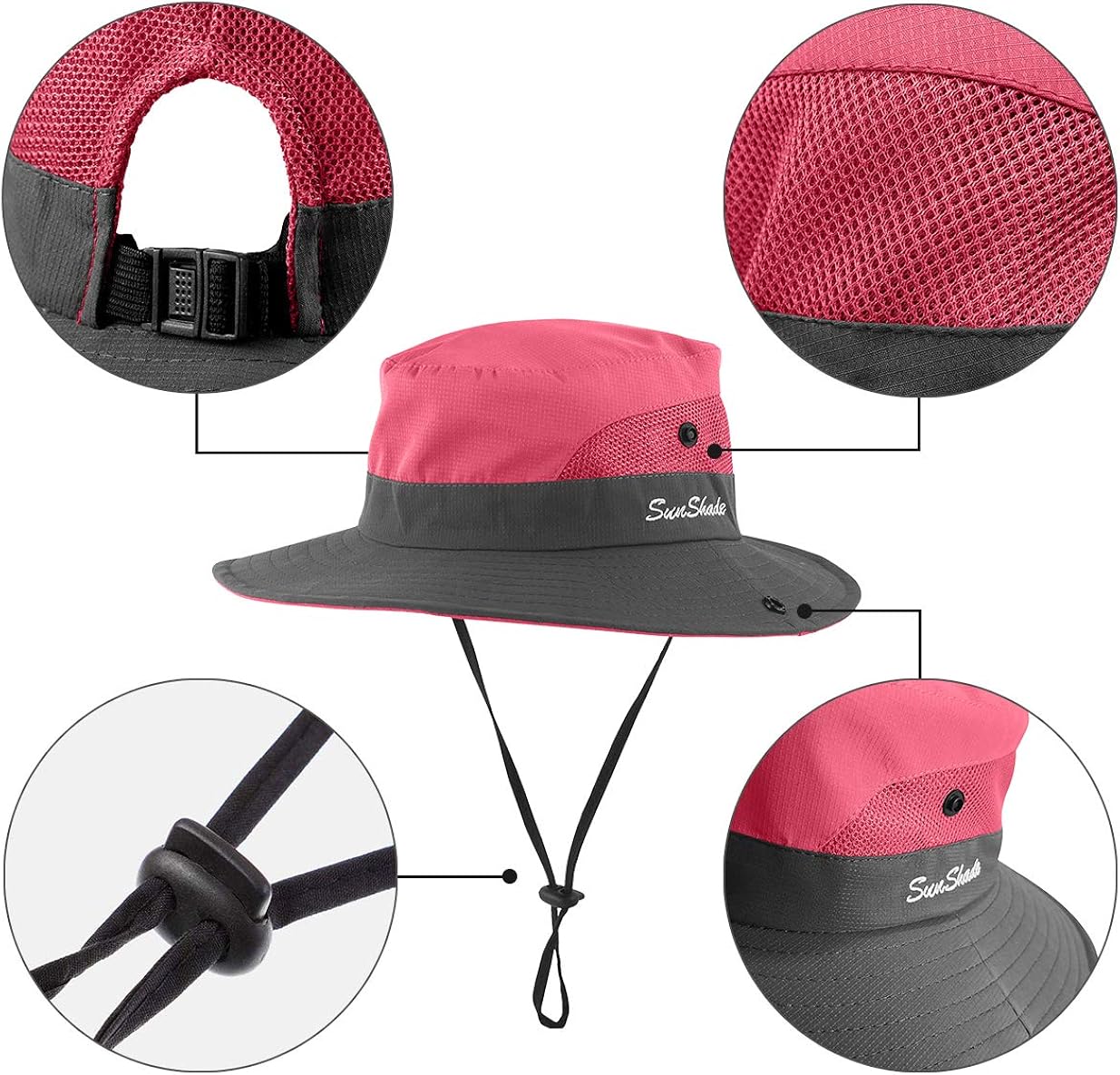 IYEBRAO 2 Pieces Kids Sun Hat with Ponytail Hole UPF 50 Summer Cap for Girls Beach & Fishing