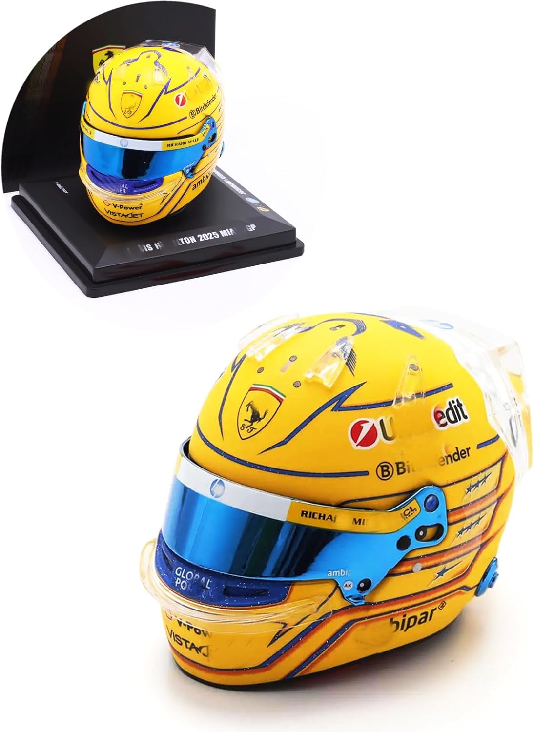 HTLNUZD New 1/5 Mini Helmet SF25 Miami GP for Hamilton Resin Simulation Model, Custom Collectible