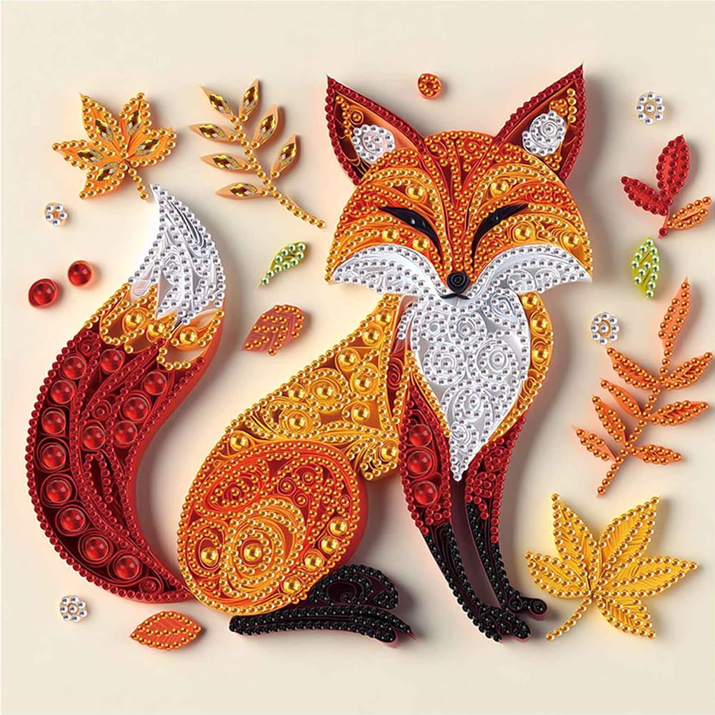 Fox X Cm Partial Special Shaped Diamond Art Painting Kits for Adults Beginners, Crystal Rhinestone Gem Diamond Art Craft Kit Perfect for Home Wall Decor 11.81x11.81inch