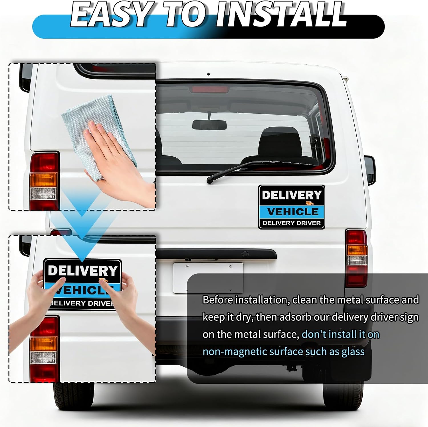 3PCS Delivery Driver Magnet for Car Reflective,Strong Magnetic Delivery Driver Sign Frequent Stops Car Magnet,Universal Deliveries Sign for Cars for Reminding Other Drivers