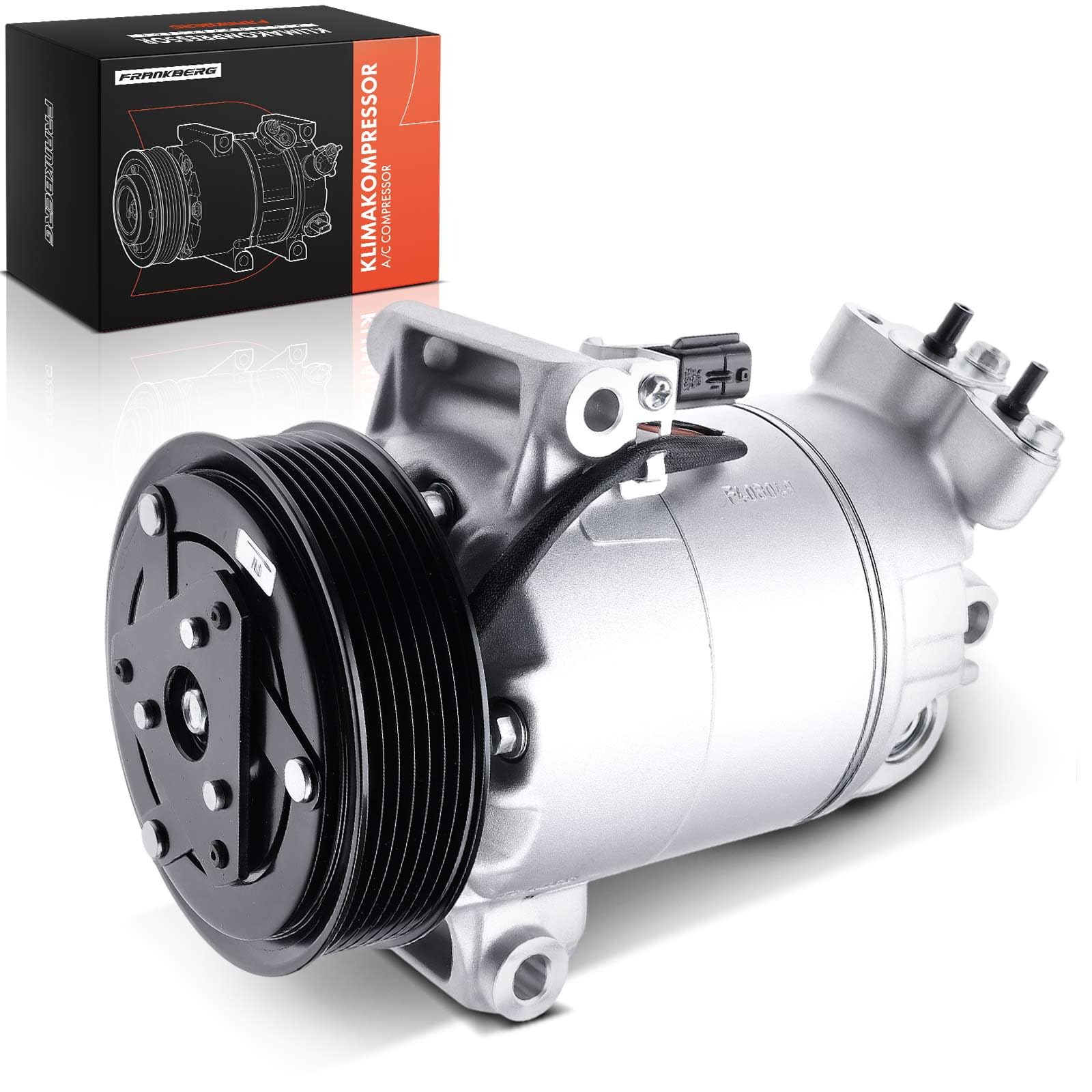 Frankberg Compresor de aire acondicionado con embrague Compatible con Qashqai +2 I J10 JJ10E NJ10 M.e.g.a.n.e II BM0/1 CM0/1 Scénic II JM0/1 X-Trail T31 Replace# 8200855146incl. aceite premezclado