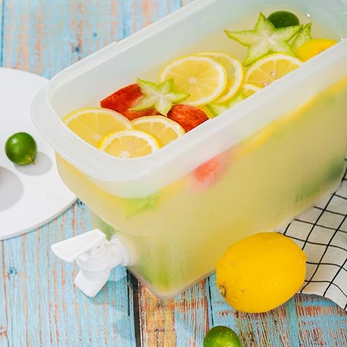 Miniatura 7 de 2 dispensadores de bebidas para nevera de 1.3 galones con grifo, dispensador de agua de plástico delgado, dispensador de bebidas frías, a prueba de