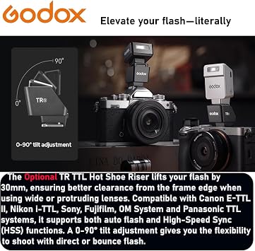 Godox IT22 F IT22F TTL Mini Flash for Fujifilm, GoDox TTL Flash, 700+ Flashes /1.5 s Recycling/1/32~1/1,Adjustable in1/3 Increments/USB-C Charging/HotShoeTrigger, W/Spreader&Color Filters (Black)