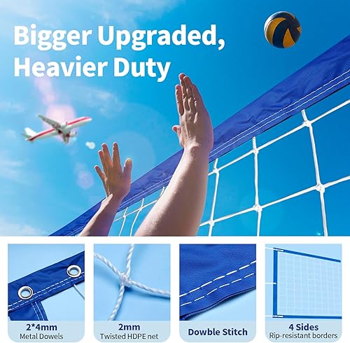 Miniatura 4 de Professional Volleyball Net Outdoor Heavy Duty, All Weather Enhanced, Extended Stainless Steel Cable, Extra Thick Borders, for Backyard Beach Pool