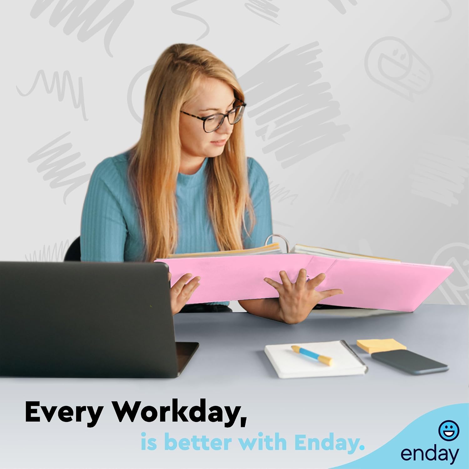 Enday 1 Inch Binders 3 Ring (Pastel Pink) 3 Ring Binder 1 inch, Clear View Cover for Letter Size 8.5 x 11'' Paper & 2 Inside Pockets, Ideal for School Supplies, Office, and Home. image 5