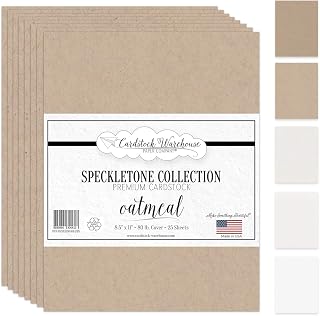 Cardstock Warehouse Speckletone Oatmeal Light Brown Card Stock Paper – 25 Sheets, 8.5 x 11", 80 lb/215 gsm – 100% Recycled, Premium Matte Finish for Cardmaking, Printing, Crafts & DIY Projects