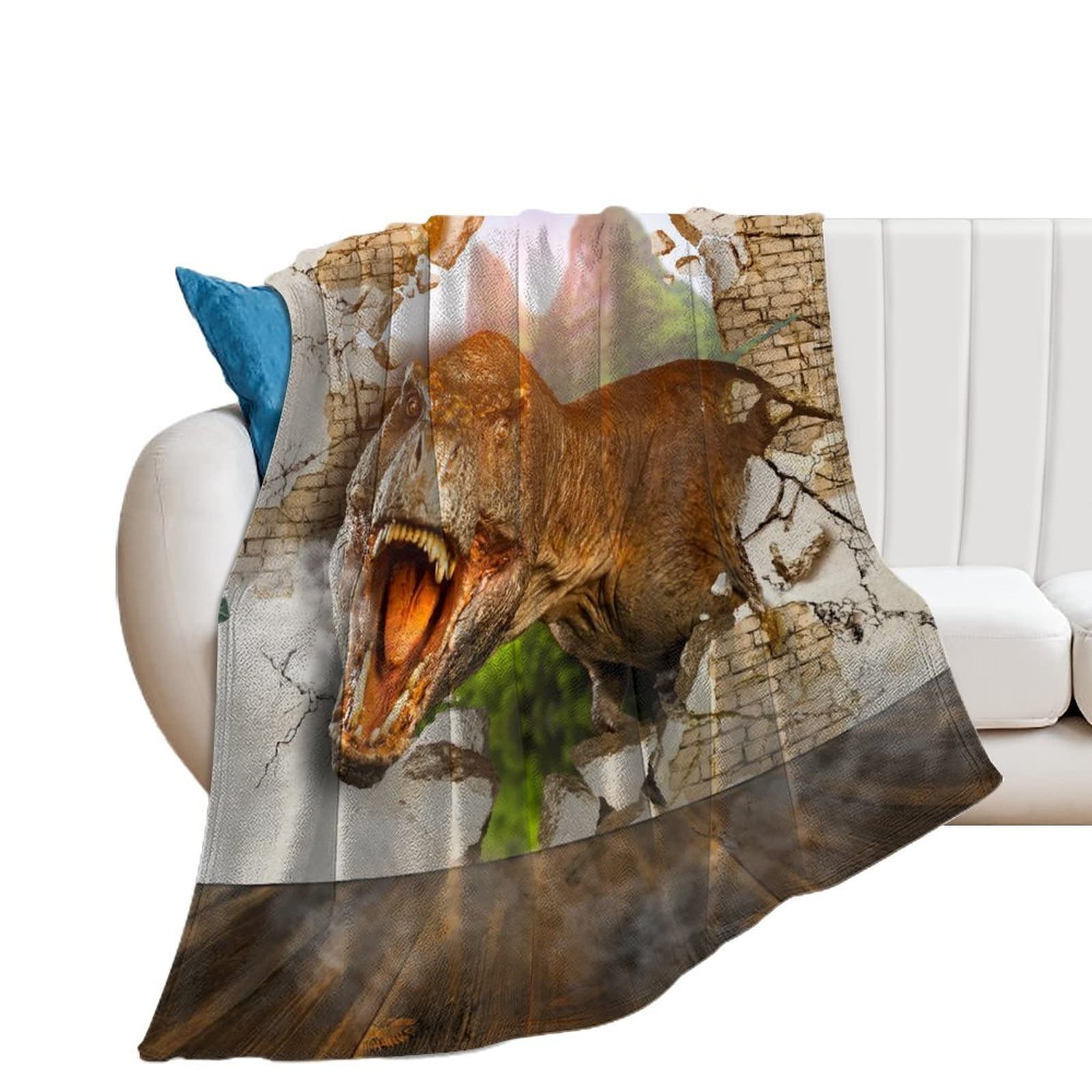 Couverture polaire dinosaure au salon le plaid idéal pour vos soirées cocooning