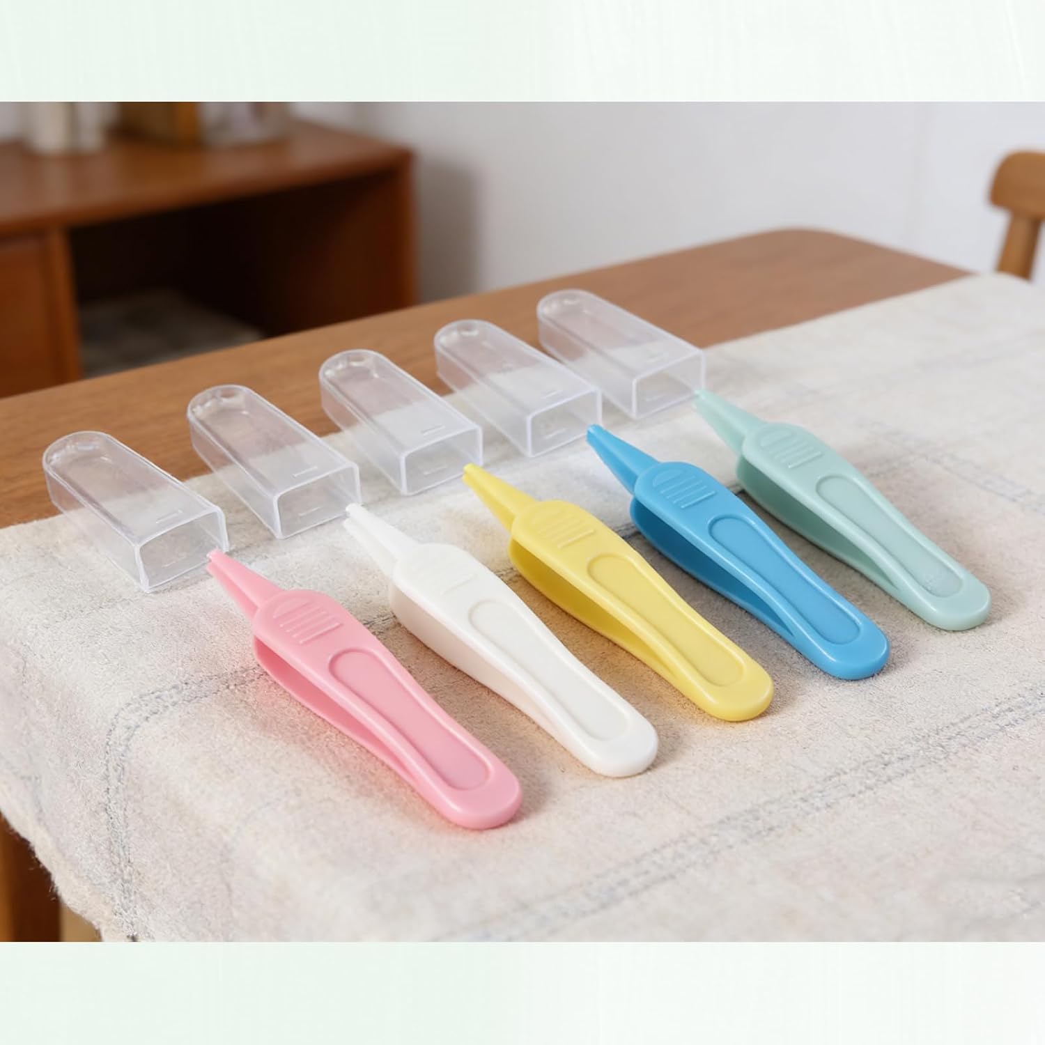 5PCS Nose Cleaning Tweezers, Round Head Design, 5 Colors Baby Nose Picker, Effective Booger Remover Tool, Ear & Navel Cleaner Clip for Baby's Care