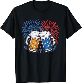 Labor Day Drinking Team Glasses with Fireworks T-Shirt