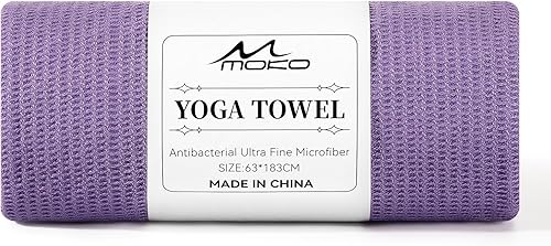 Miniatura 12 de MoKo Hot Yoga Towel, Non-Slip Yoga Mat Towel with Grip Dots, 74.4"×27.3" Yoga Mat Cover for Pilates, Fitness, Meditation, Swimming Pool, Beach, Gris